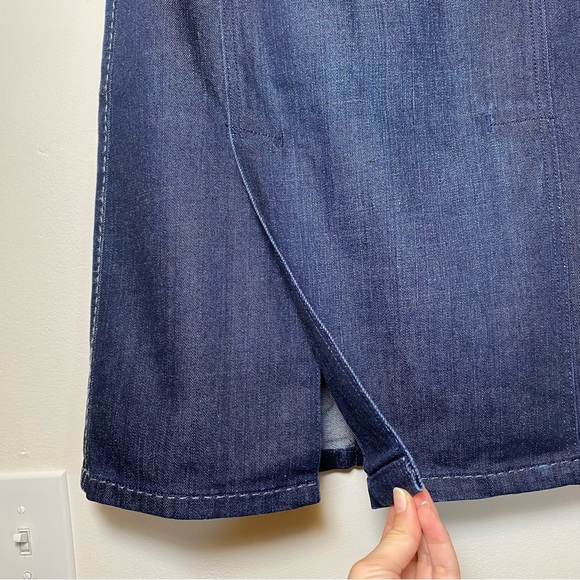 ST. JOHN SPORT Double Front Slit Mini Denim Skirt Dark Wash Navy/Black Sz Small - Picture 4 of 12